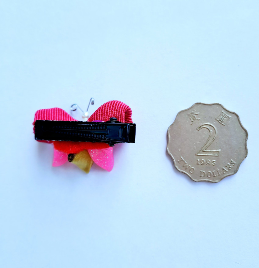 蝴蝶小夾-紅-背面